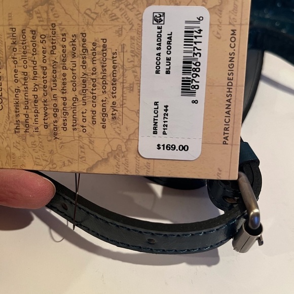 NWT Patricia Nash Leather Rocca Saddle Blue Coral Crossbody Bag - Picture 12 of 13